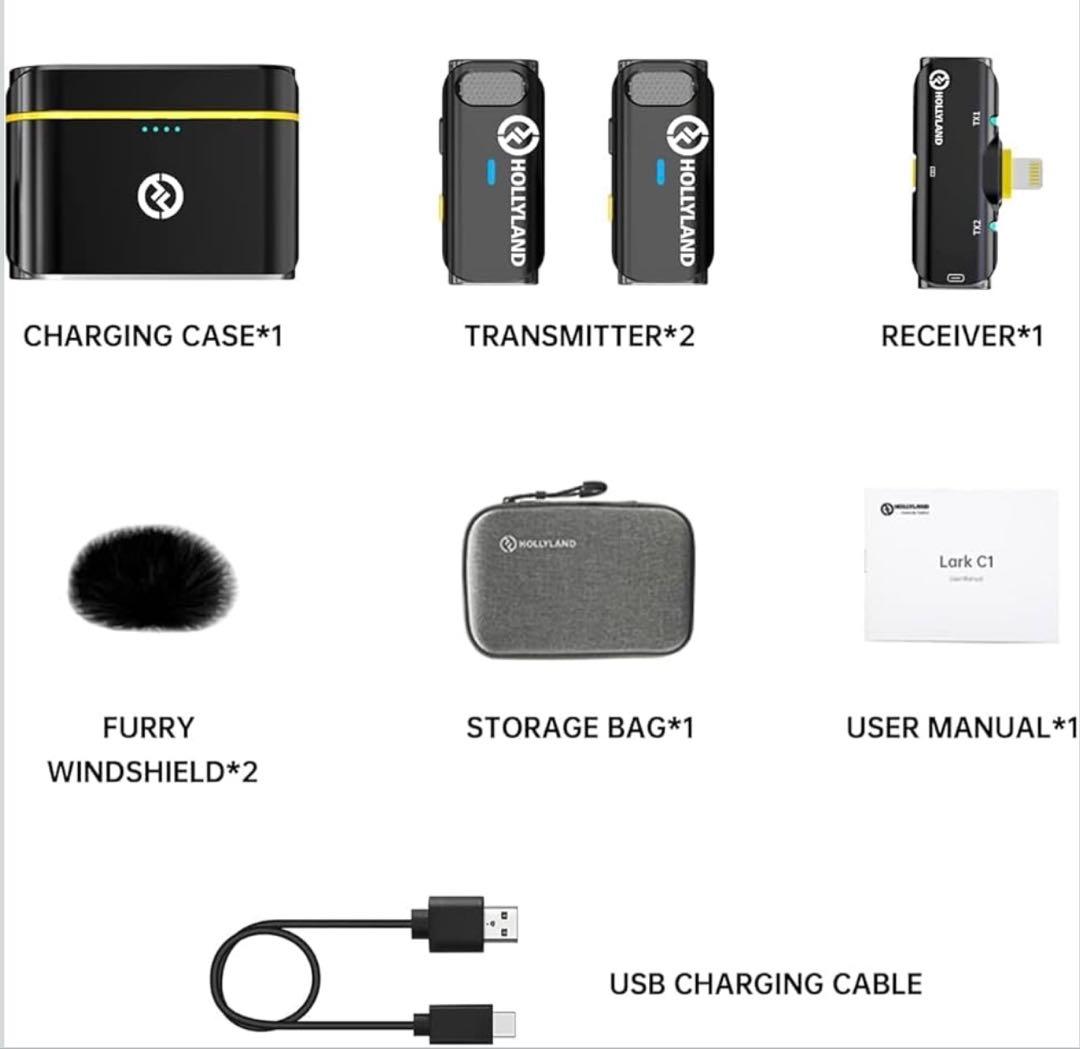 Hollyland Lark C1 Lightning ワイヤレス マイク 収録