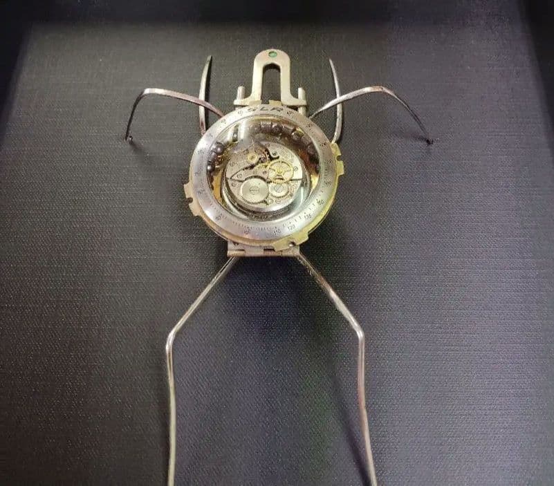 スチームパンク　懐中時計使用昆虫（額入り）G-01