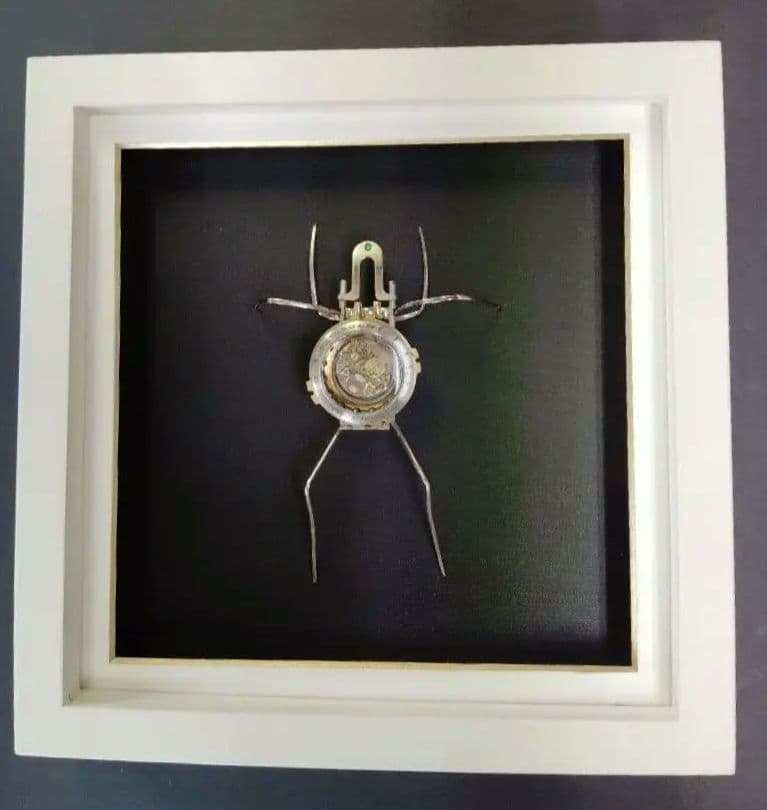 スチームパンク　懐中時計使用昆虫（額入り）G-01