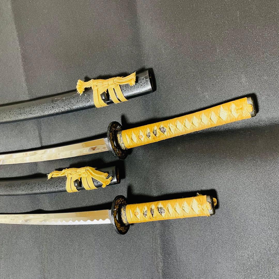 模造刀 日本刀 のたれ刃紋 武具 居合刀 2本セット 刀剣 太刀 脇差（B05）