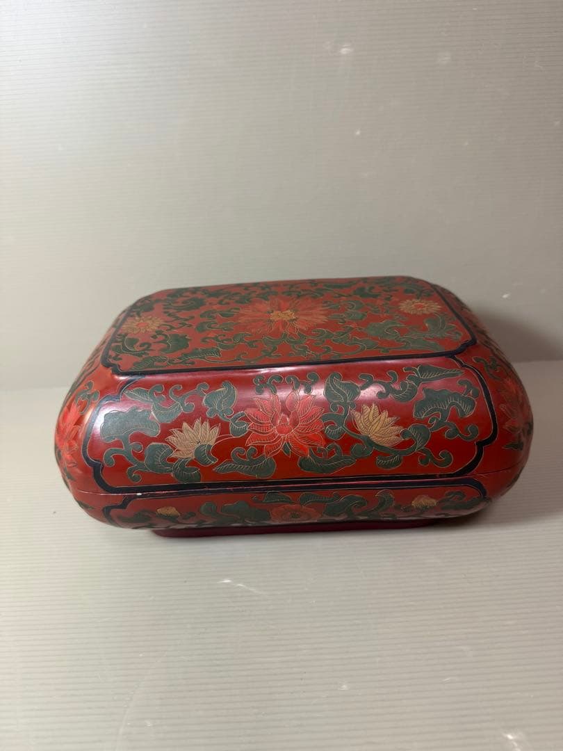 2925 時代　唐物　花文　四方　蓋物　菓子器