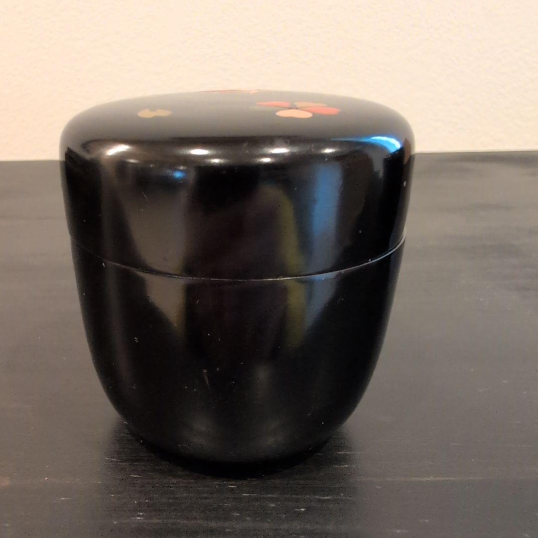 茶道具　桐柾茶通箱　木製漆棗二点　計三点