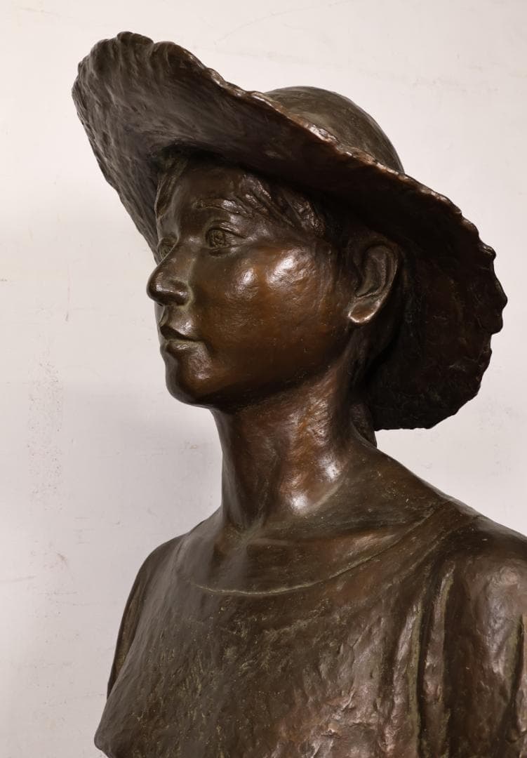 【真作】　日展彫刻作家　田畑功 作 ブロンズ像 胸像　重さ41㎏　BK001