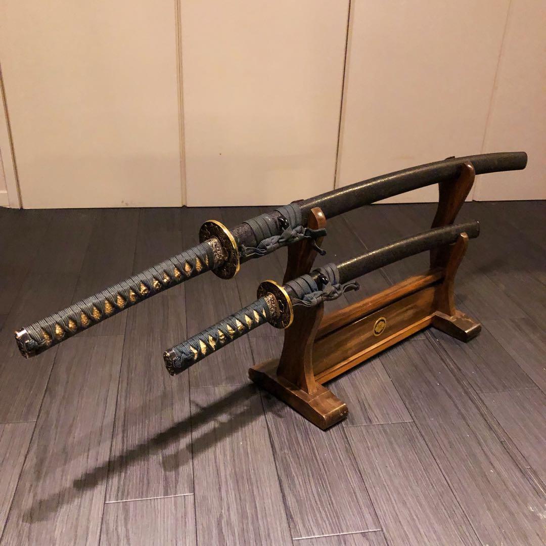 本格模造刀　大小セット　緑拵え　太刀　脇差　大小セット