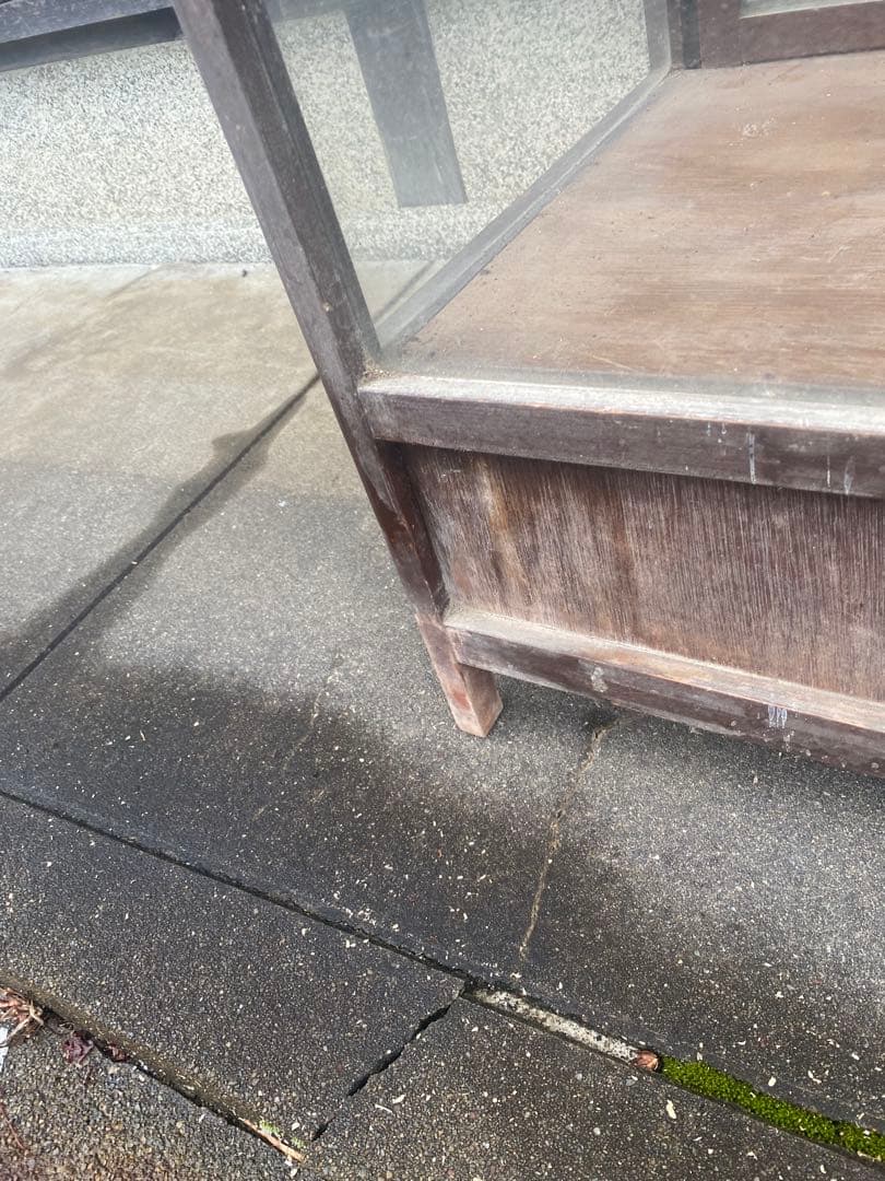 木製ガラスケース 2段　ショーケース　昭和レトロ　飾り棚　店舗用品