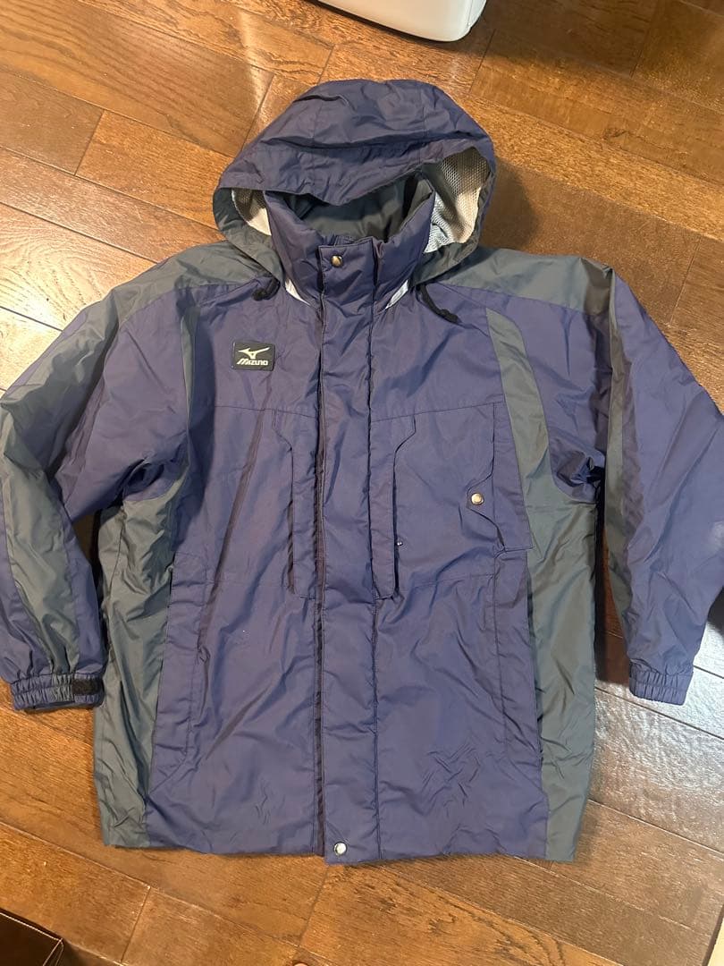 ミズノ　ネイビー フード付きジャケット Lサイズ