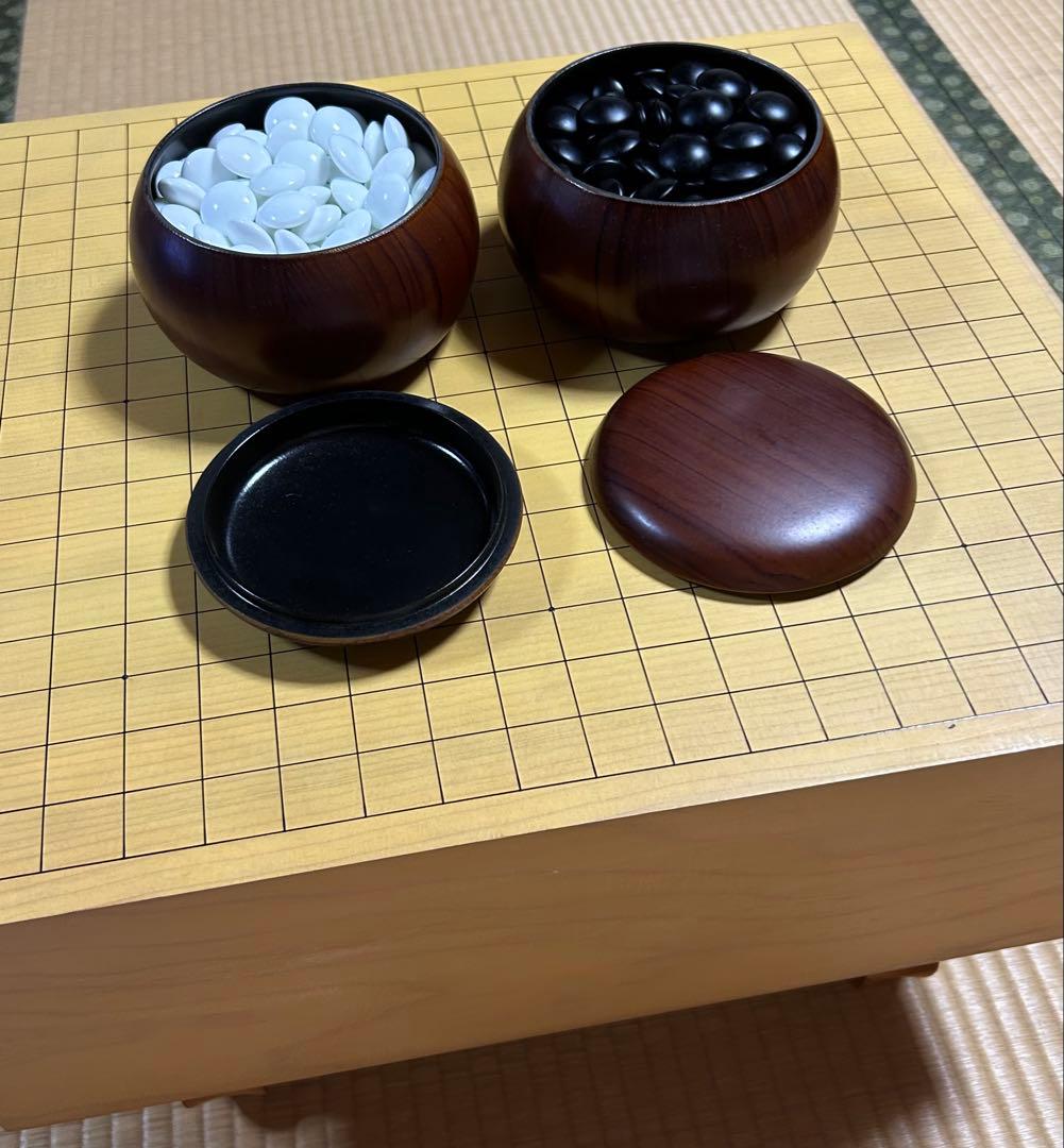 新かや碁盤・碁石セット　足付き　ヴィンテージ