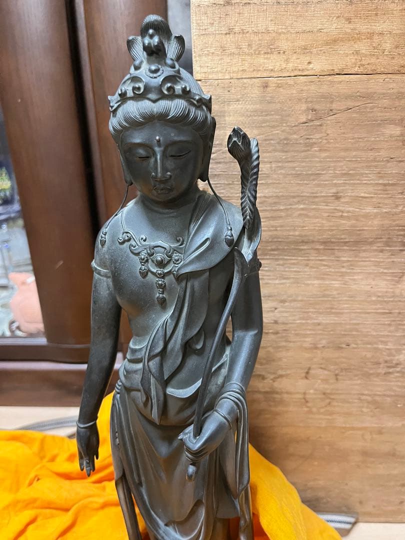 高村光雲作✤【聖観世菩薩像（ブロンズ）】高さ約40cm