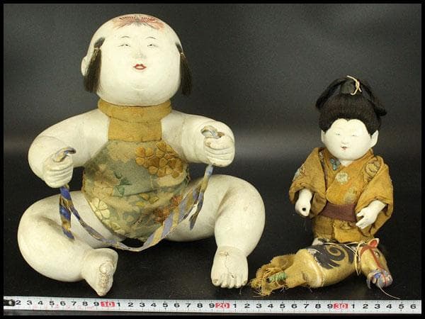 古い 御所人形 大小 二件 時代物(ZE671)
