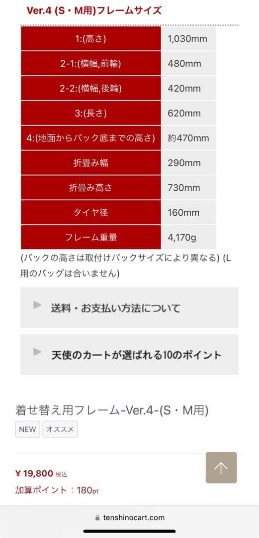 天使のカート　sサイズ　ブラックラメ　フレーム-Ver.4-(S・M用) 小物付