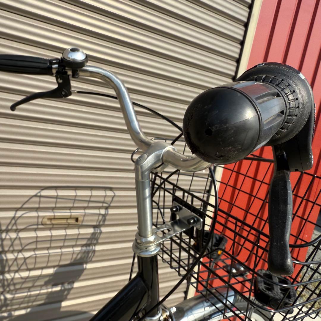 ママチャリ　27インチ　ブラック　６段変速　おしゃれ