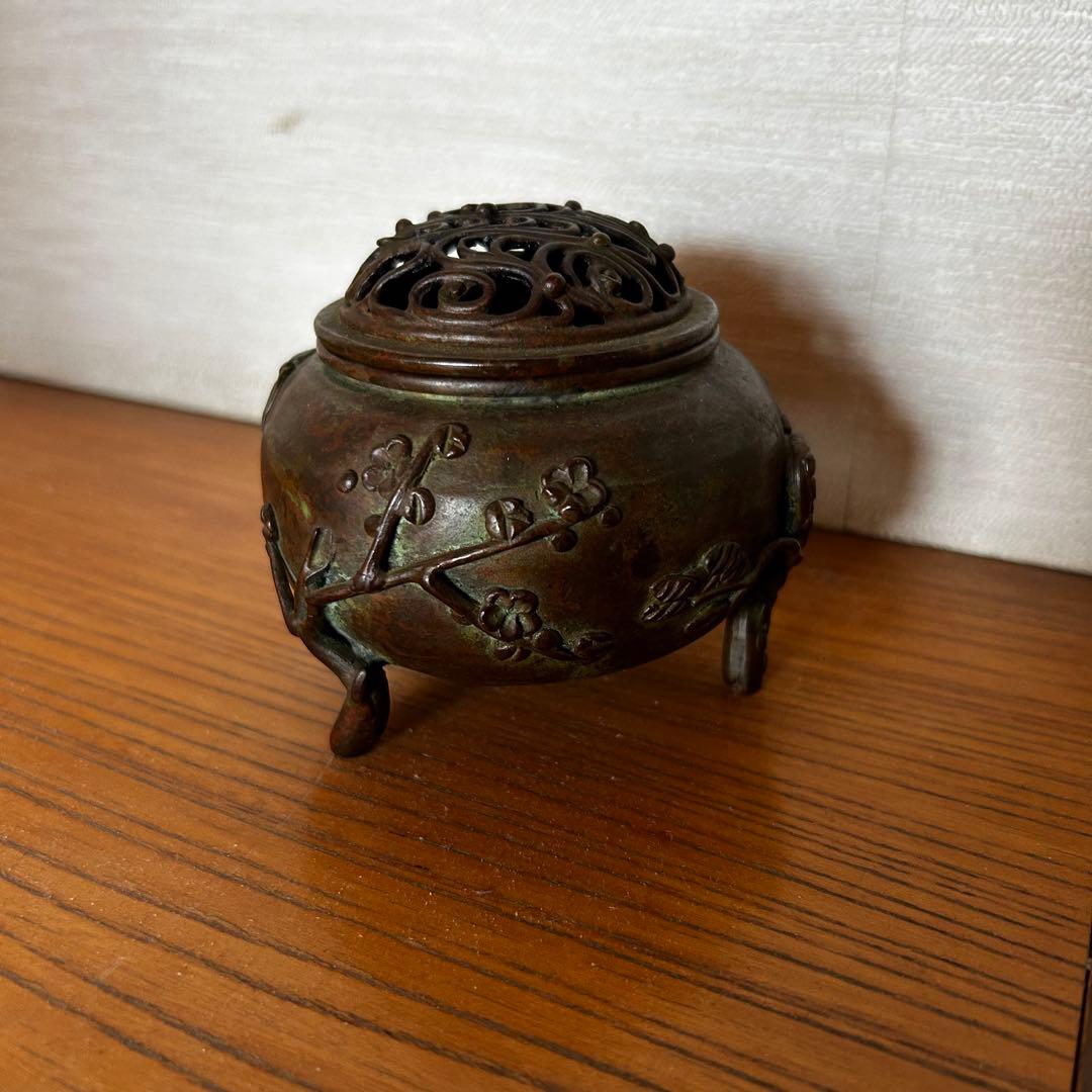 須賀月芳 香炉 松竹梅 在名あり 銅器 高岡銅器 香道具 道具 煎茶道具