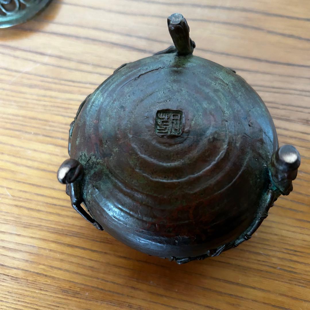 須賀月芳 香炉 松竹梅 在名あり 銅器 高岡銅器 香道具 道具 煎茶道具