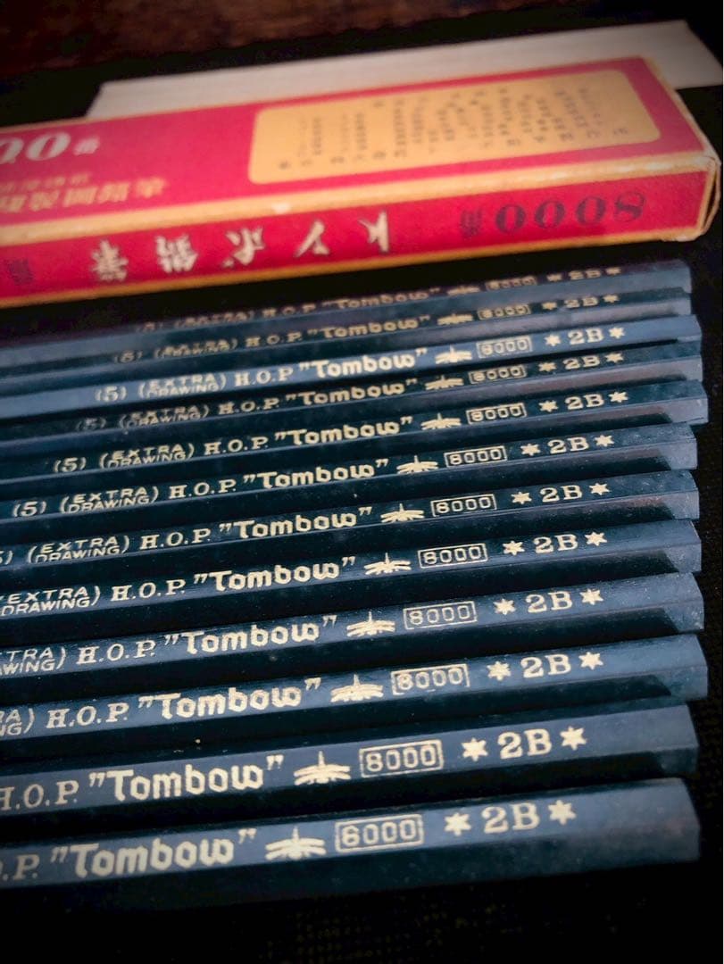 貴重！戦前（昭和13年）トンボ鉛筆8000番　最高級製図用鉛筆 「2B」12本