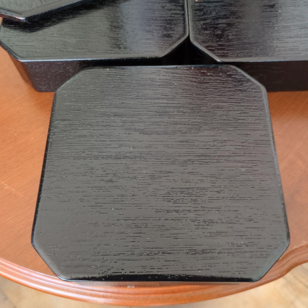 縁高　柿合　七宝透かし　木製　茶道具　茶道漆　漆器　5段　紙箱