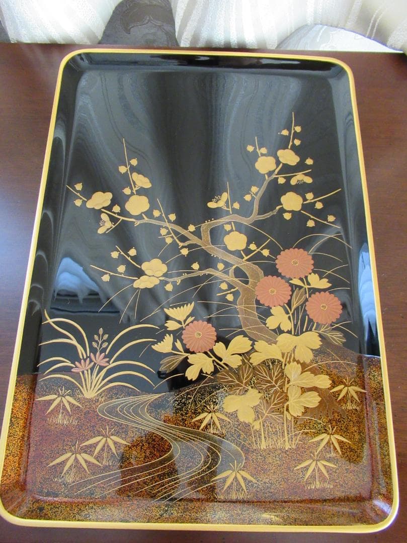 象彦 蒔絵 梨地 お盆 金彩 最高級 漆 金 京都 漆芸 漆芸