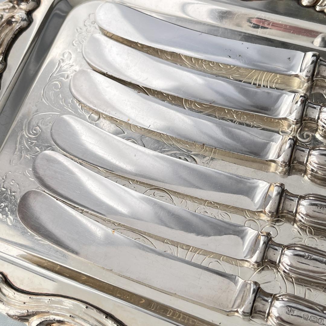 【John Sanderson】 【純銀ハンドル】ローズのティーナイフ 薔薇