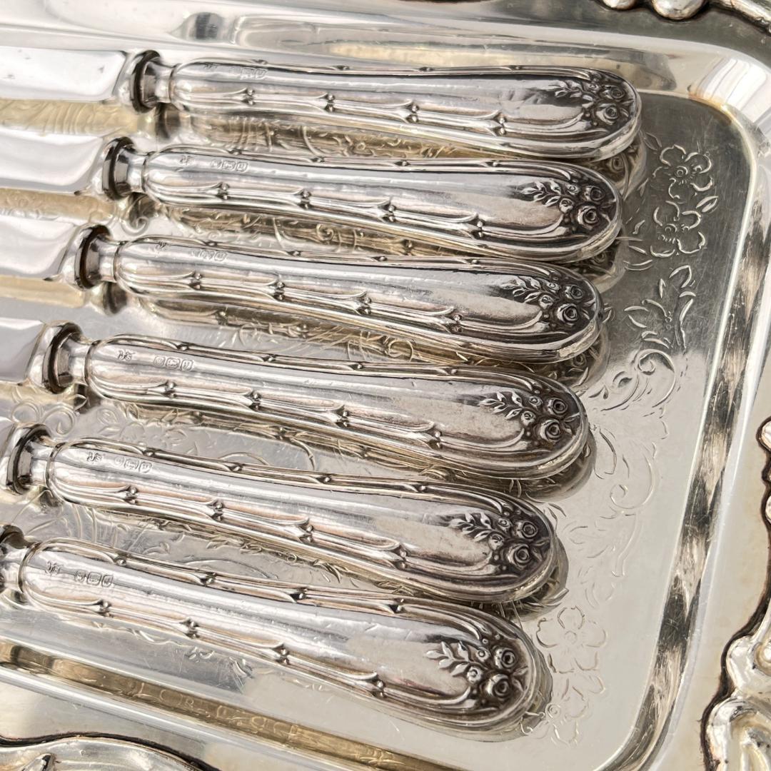 【John Sanderson】 【純銀ハンドル】ローズのティーナイフ 薔薇