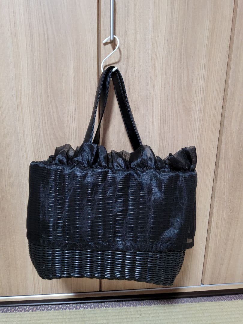 エフタカコ リボン付き黒キャリーバッグ 大