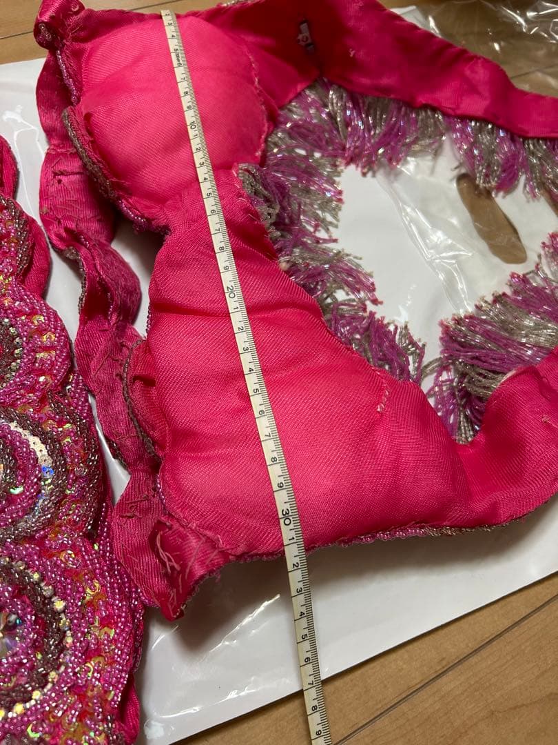 ベリーダンス衣装　ブラ、ベルト、スカート、サーモンピンク色