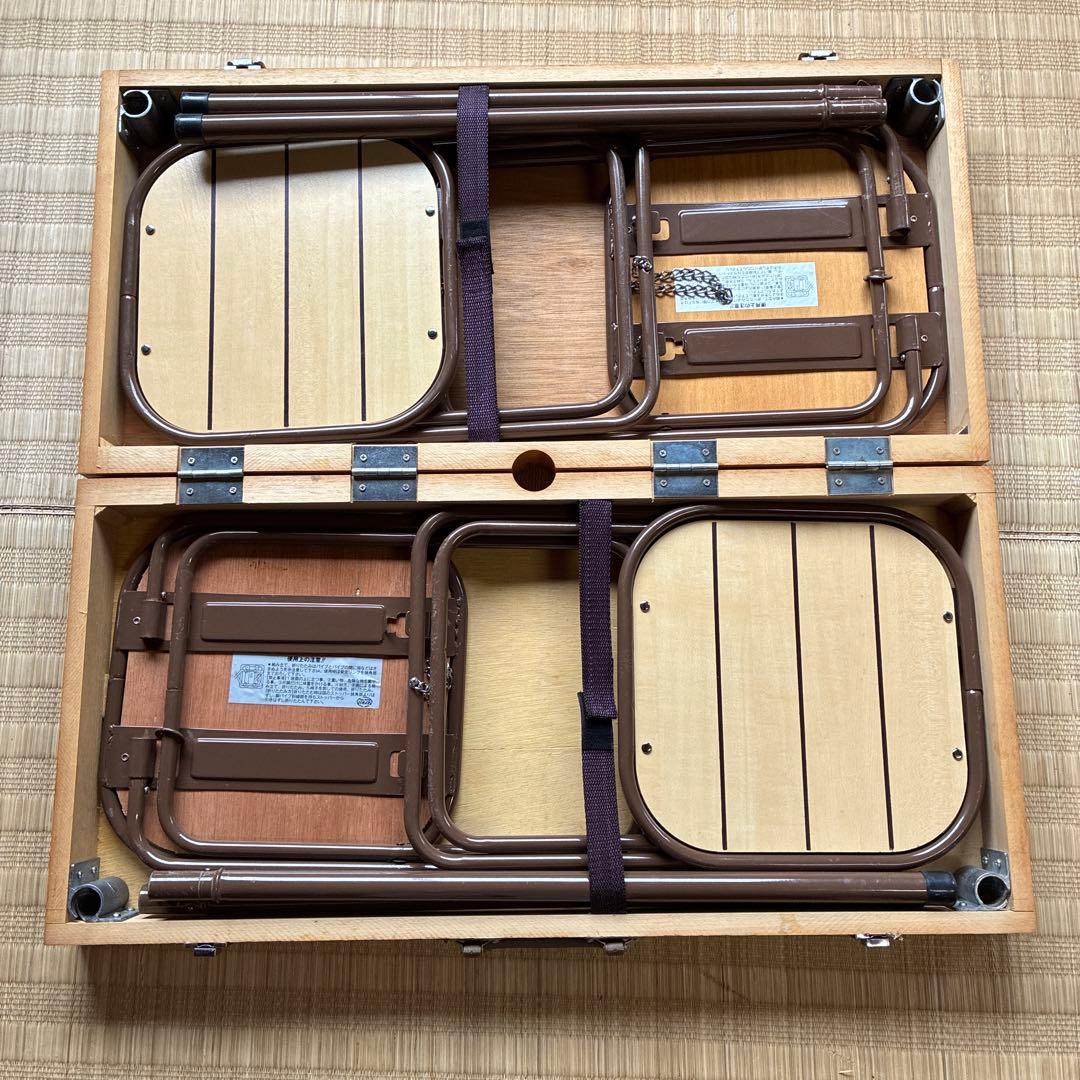 美品　ロゴス　アウトドア　ウッド　テーブルチェアセット　キャンピング