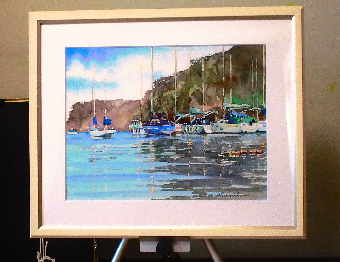 水彩画 ヨットハーバー (諸磯湾)