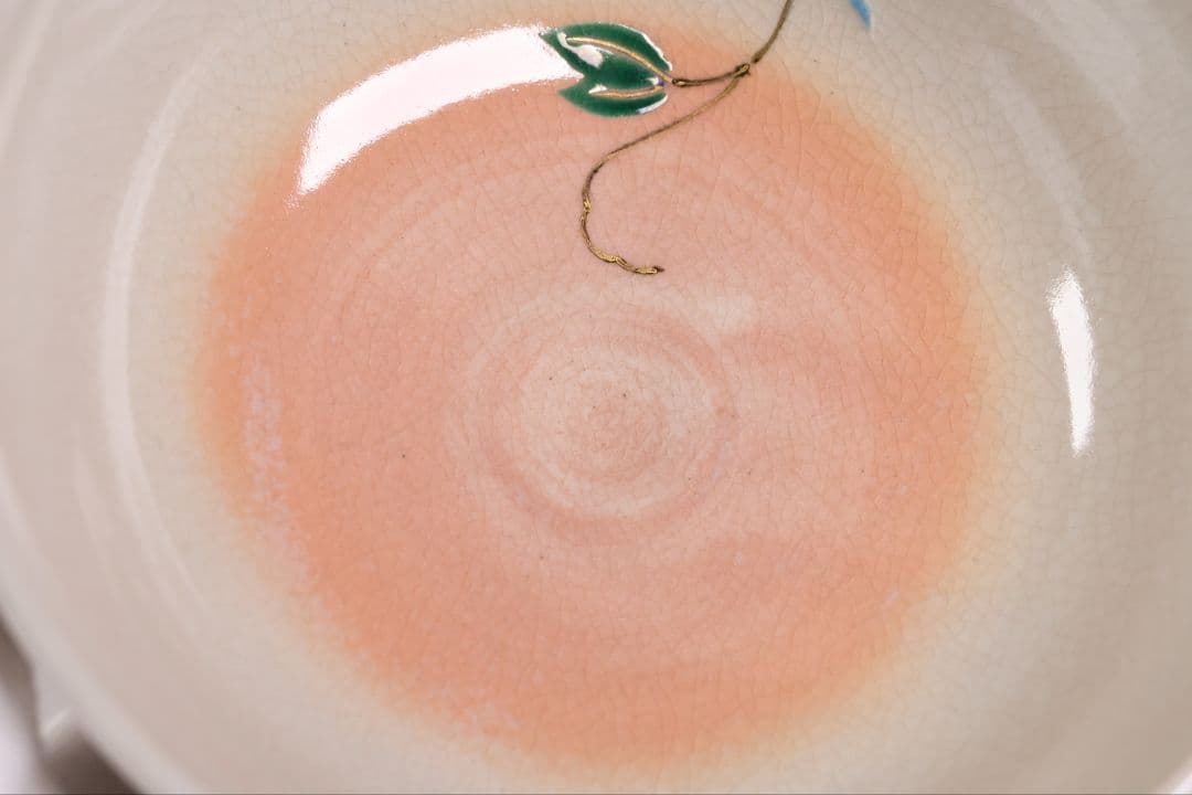 茶道具 中村秋峰 乾山写 朝顔絵 茶碗 平茶碗 共箱 共布 陶芸 京焼【MB90