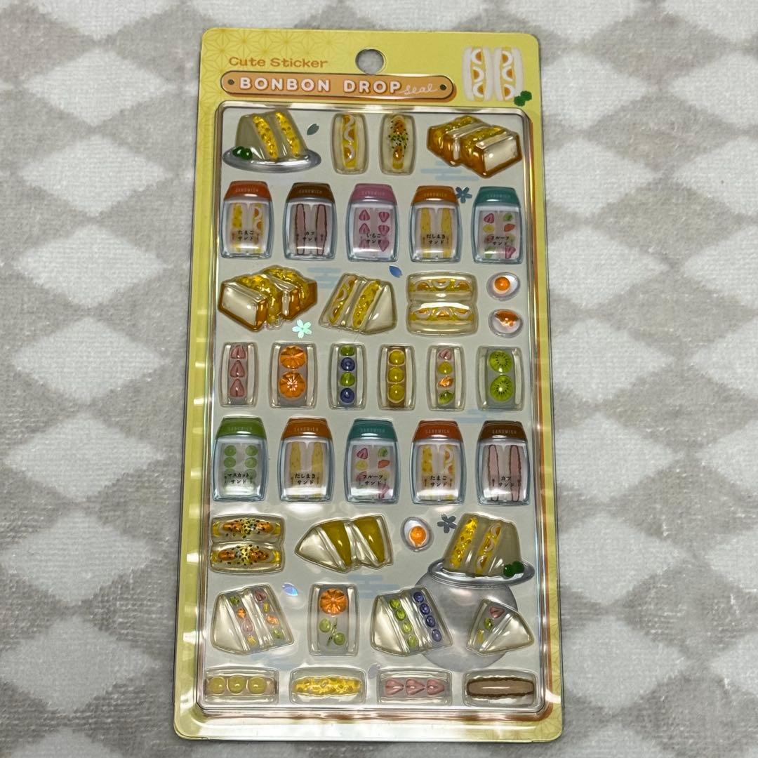 【国内正規品】6枚セット 和柄　ボンボンドロップシール　犬猫 サンドイッチ