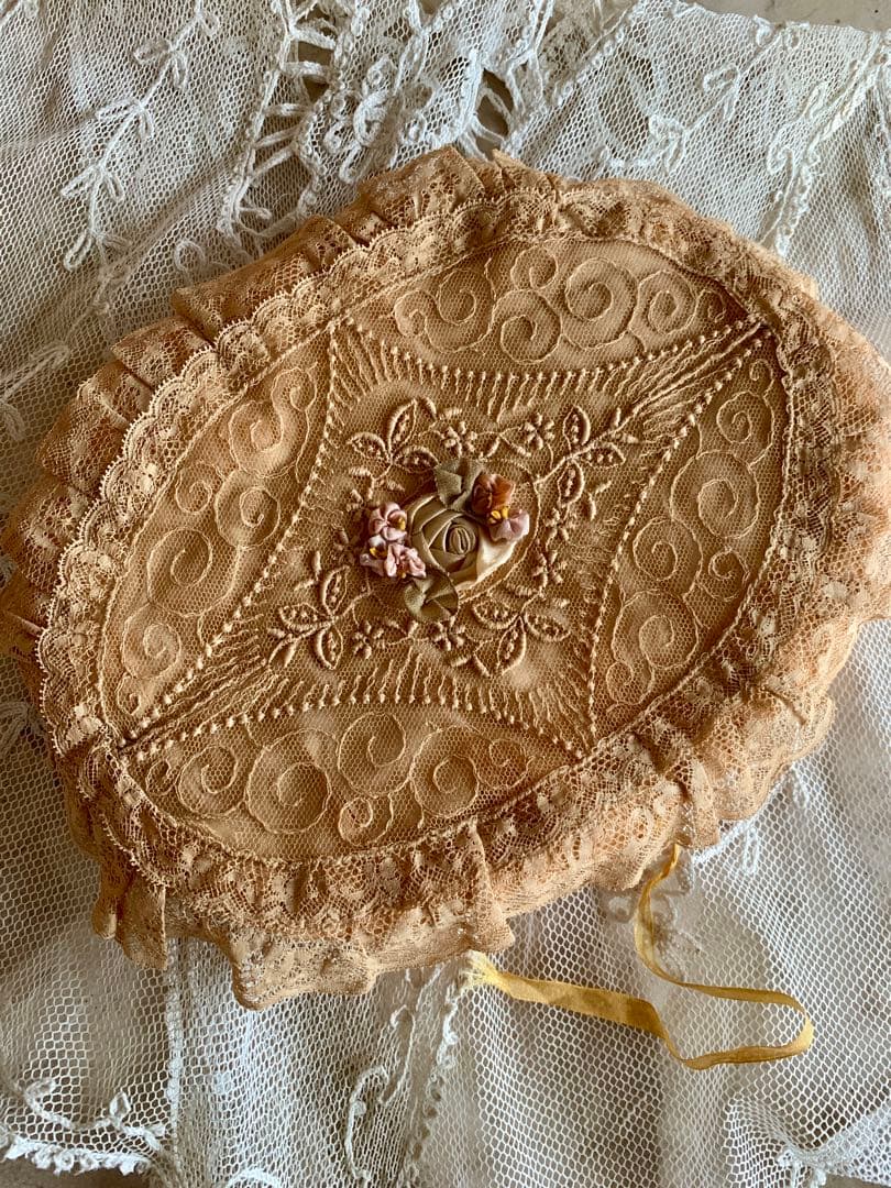 アンティークシルクハンキーケースロココモチーフ※フランス※アメリカ