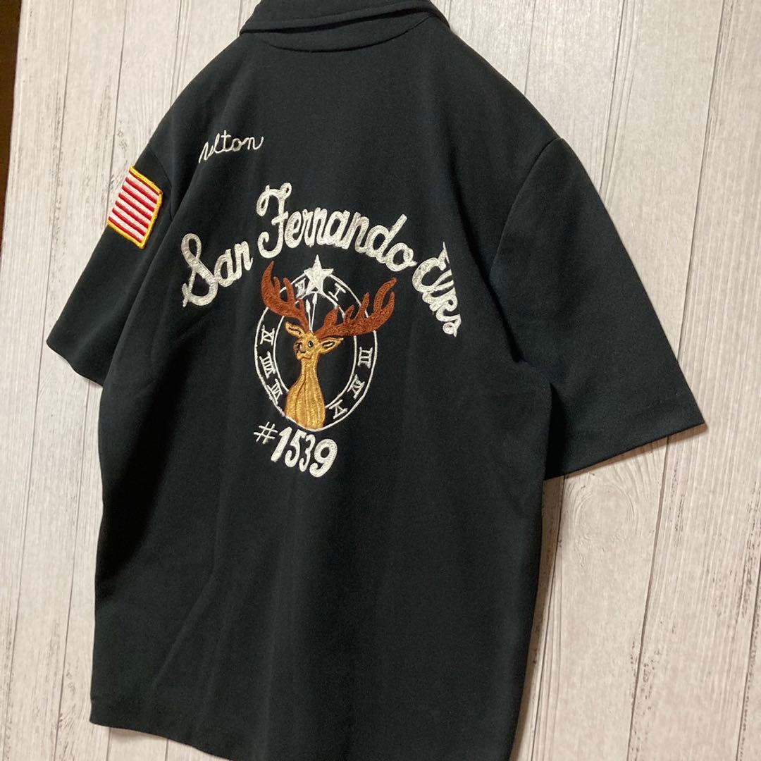 60s70s  mr.morts USA製 刺繍 ハーフジップ ボウリングシャツ