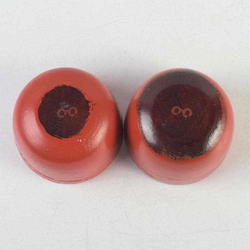 時代漆器　根來塗　梅蒔絵　盃　一對　N　9849