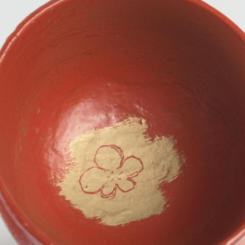 時代漆器　根來塗　梅蒔絵　盃　一對　N　9849