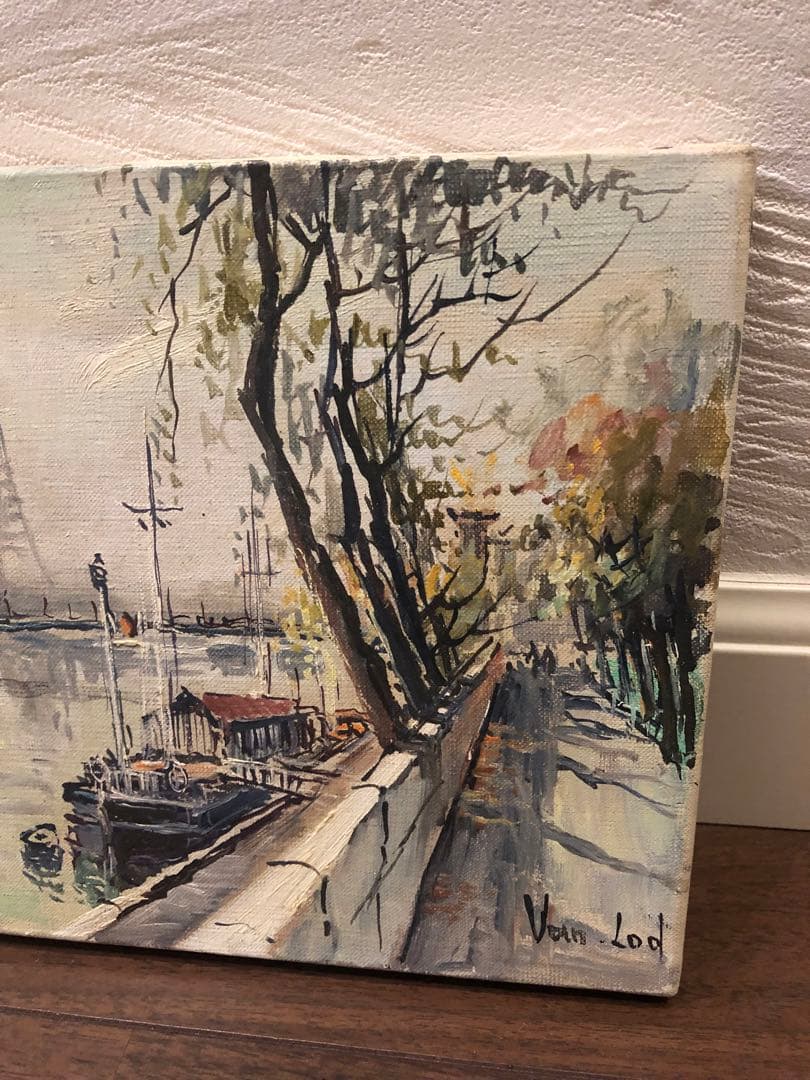 Van Lod ヴァン・ロッド　油彩画 パリの風景 エッフェル塔　サイン入り
