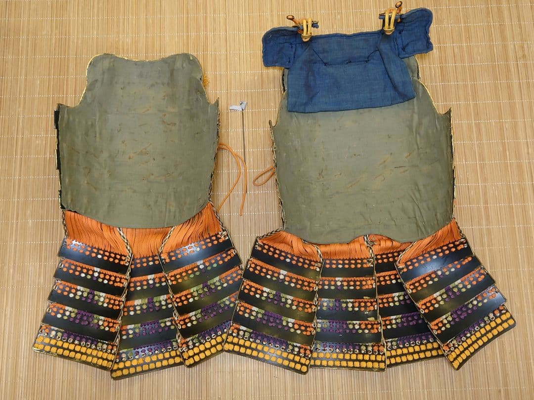 ★☆等身大海老胴沢瀉威半懸二枚胴具足＆鎧通刀＆扇子付☆丸武産業製☆甲冑☆難有☆★