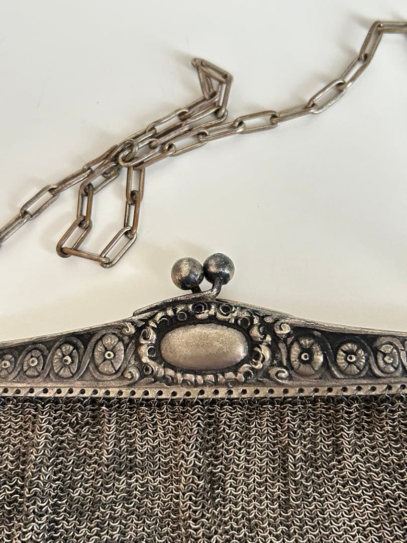 フランス購入　アンティーク　シルバー　メッシュバッグ