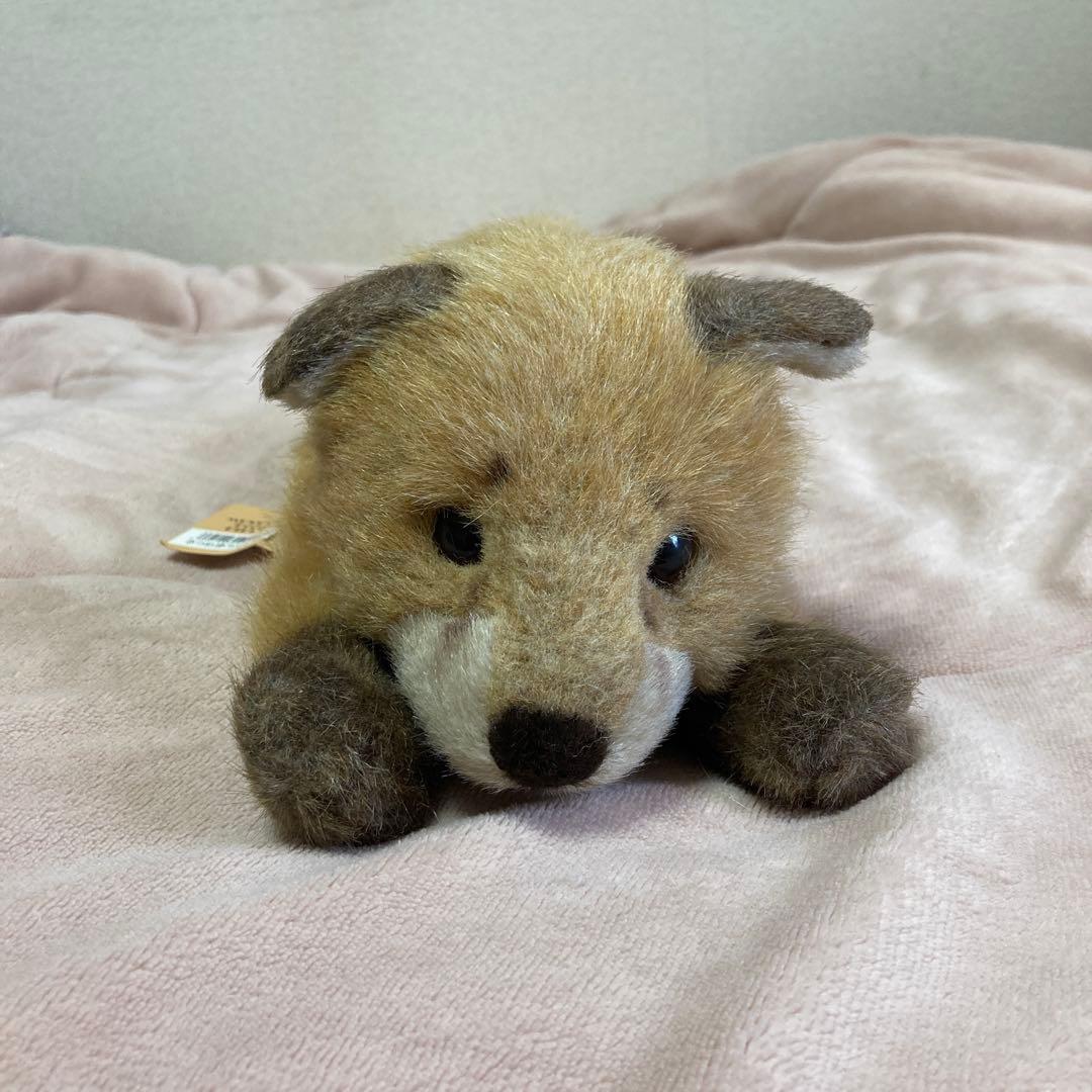 やまね工房　落合けいこ　きつねの赤ちゃん　寝そべり　ぬいぐるみ　中古品　紙タグ付