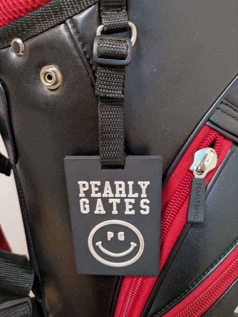​【訳あり特価】パーリーゲイツ キャディバッグ 赤×黒 ネームプレート付