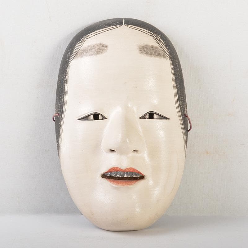 能面　能楽　雅楽　木彫　若女　お面　在銘　V　R6486