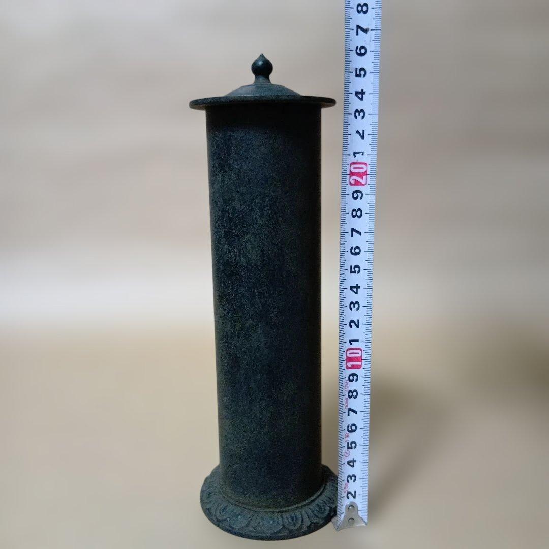 茶道具　唐銅経筒花入