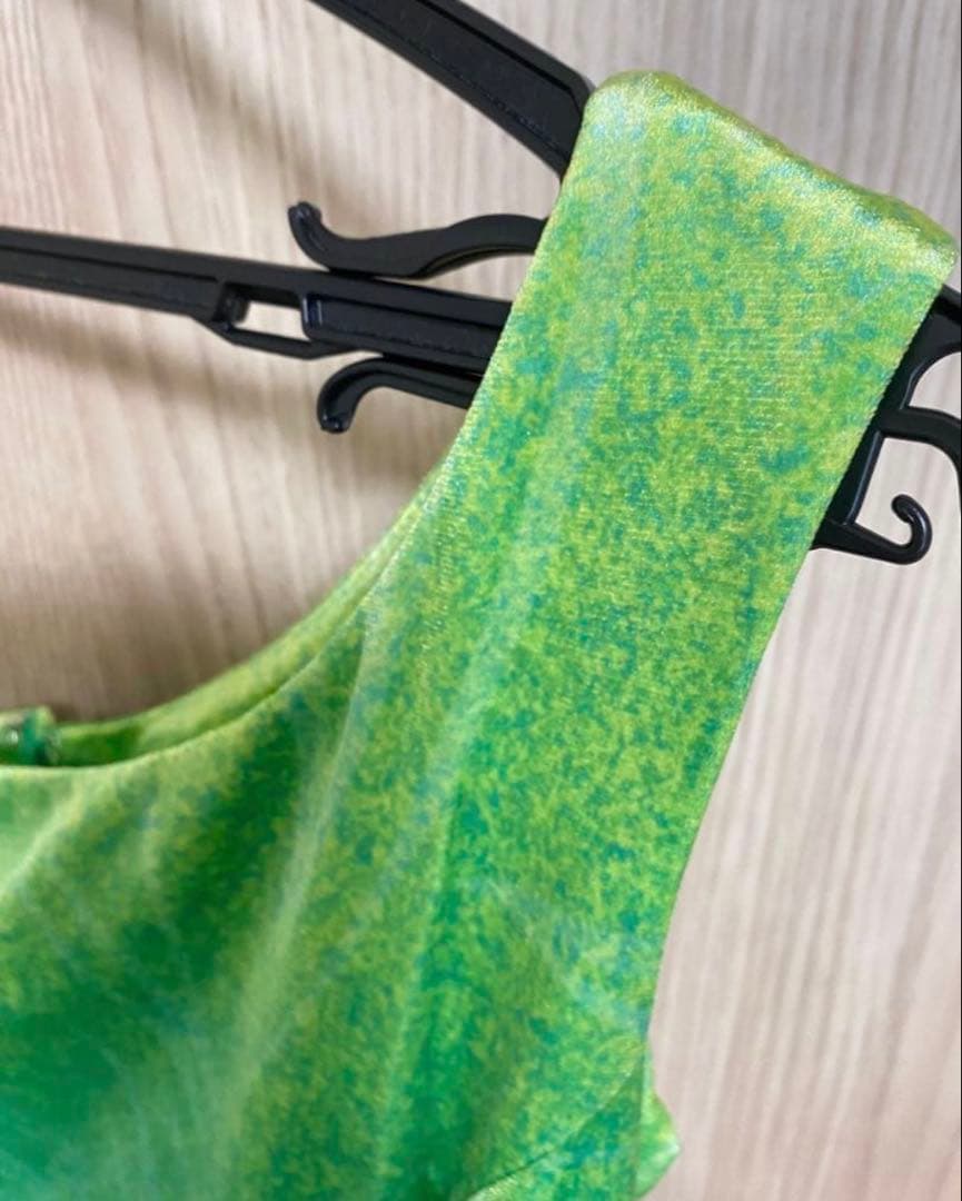 ブルーヘブン　フラダンス　グラデーション　グリーン　ブルー　ロングドレス　ベロア