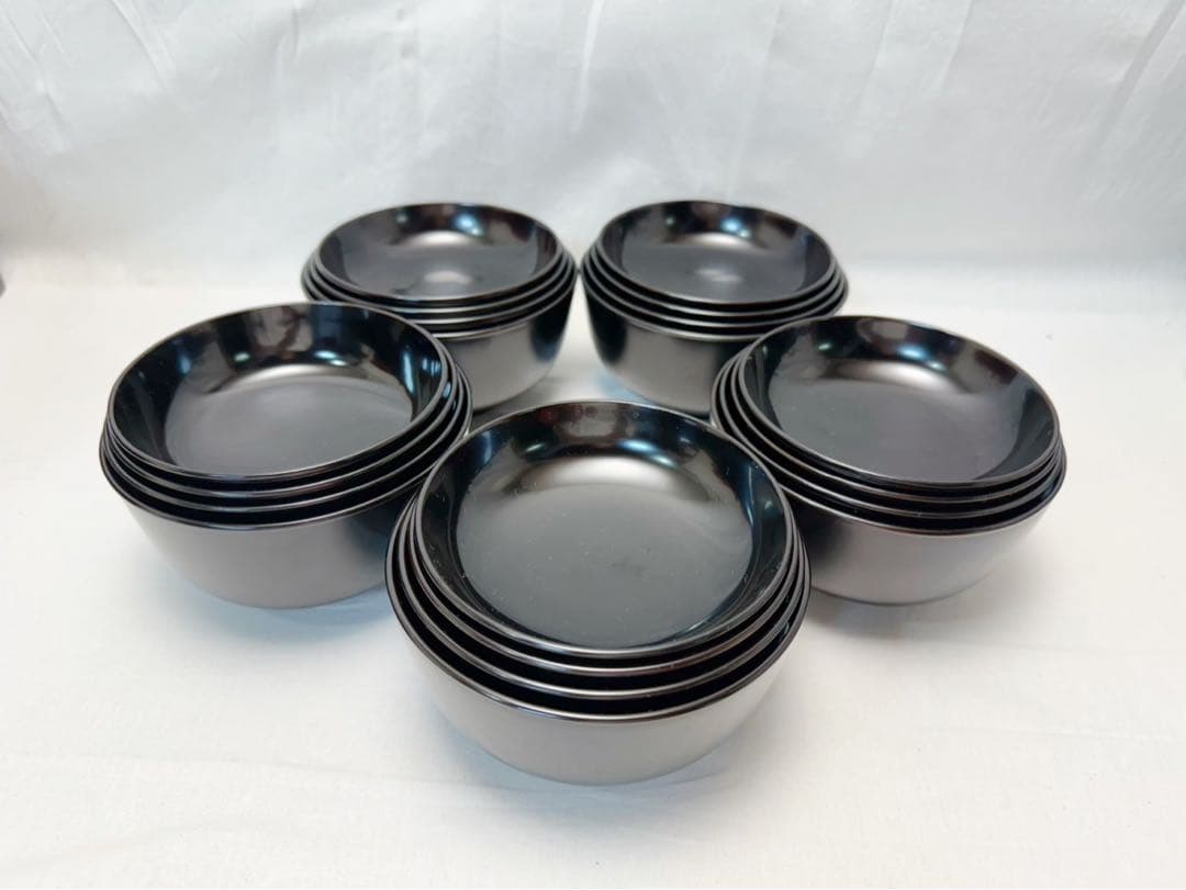 未使用 懐石道具 揃え 木製黒塗 五客揃 和食器 利休形 茶器揃 懐石料理 共箱