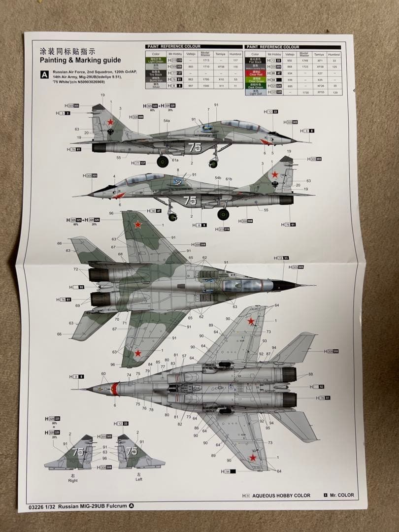 Russian MIG-29UB Fulcrum 1/32スケール