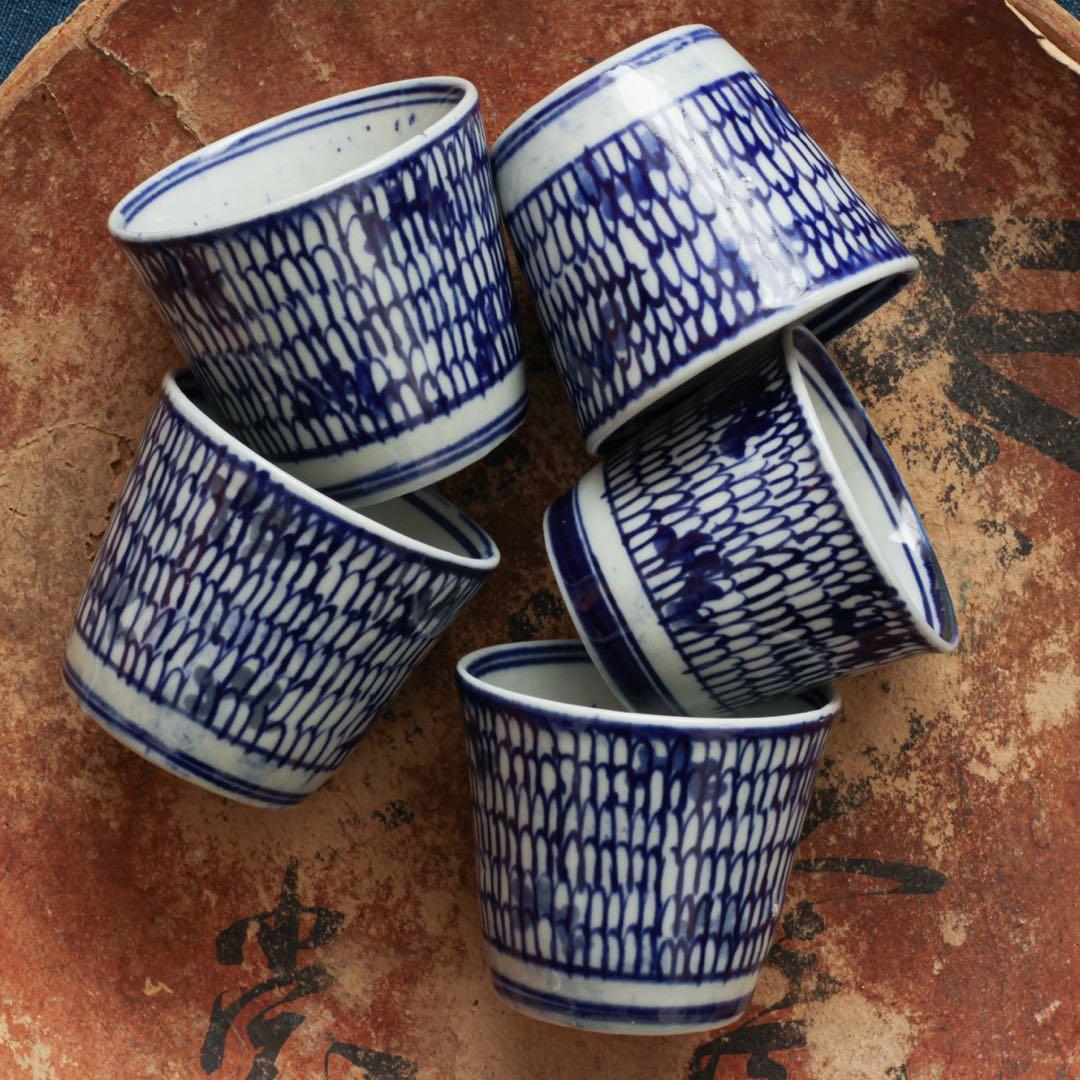 蕎麦猪口　微塵唐草　5客セット