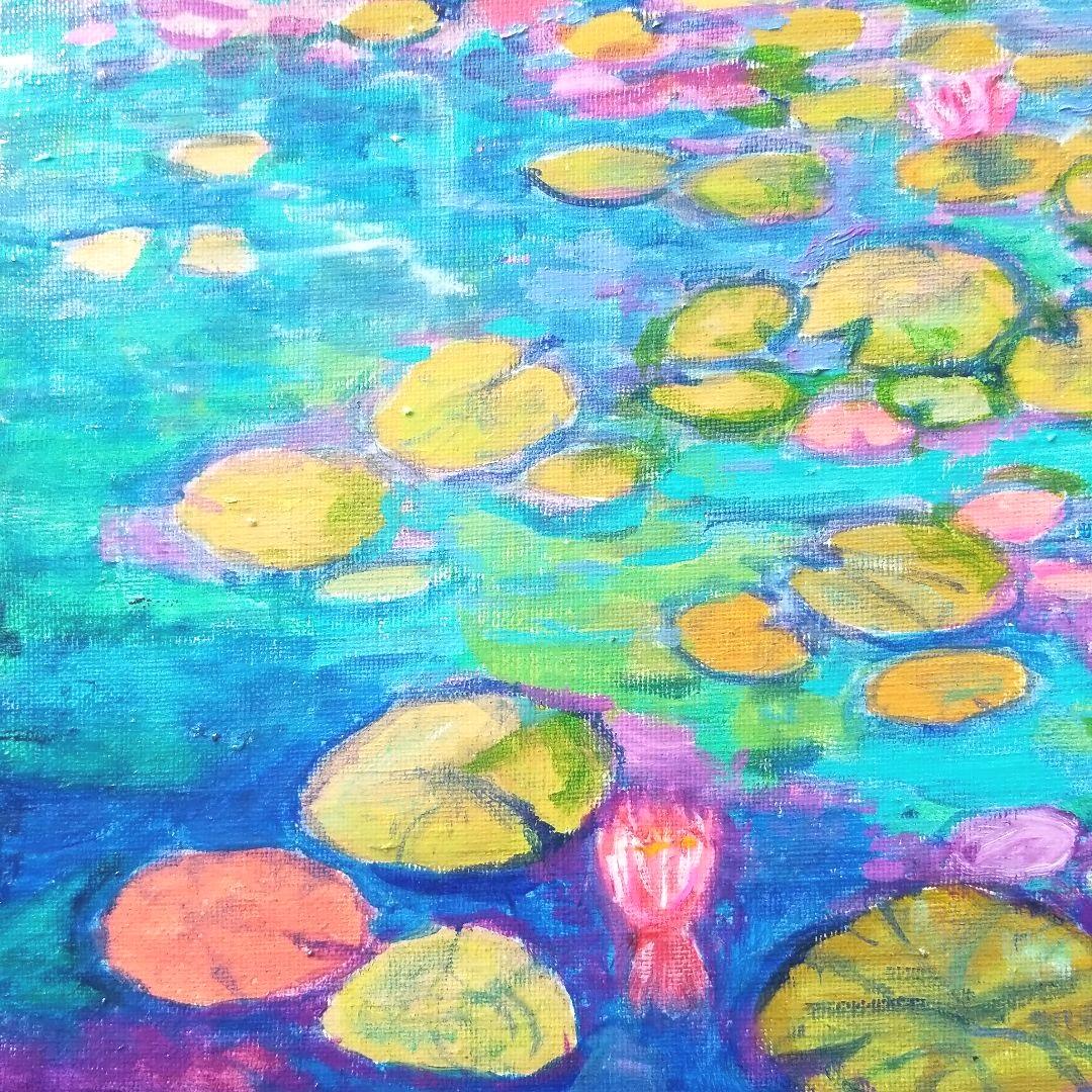 油絵　専用 神秘的な睡蓮池　大キャンバス