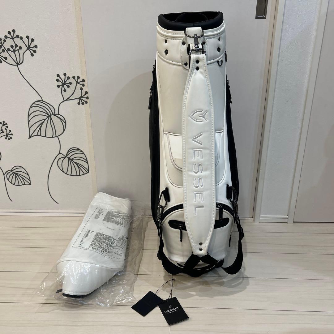 Vessel キャディバッグ 白黒 多機能ポケット付き