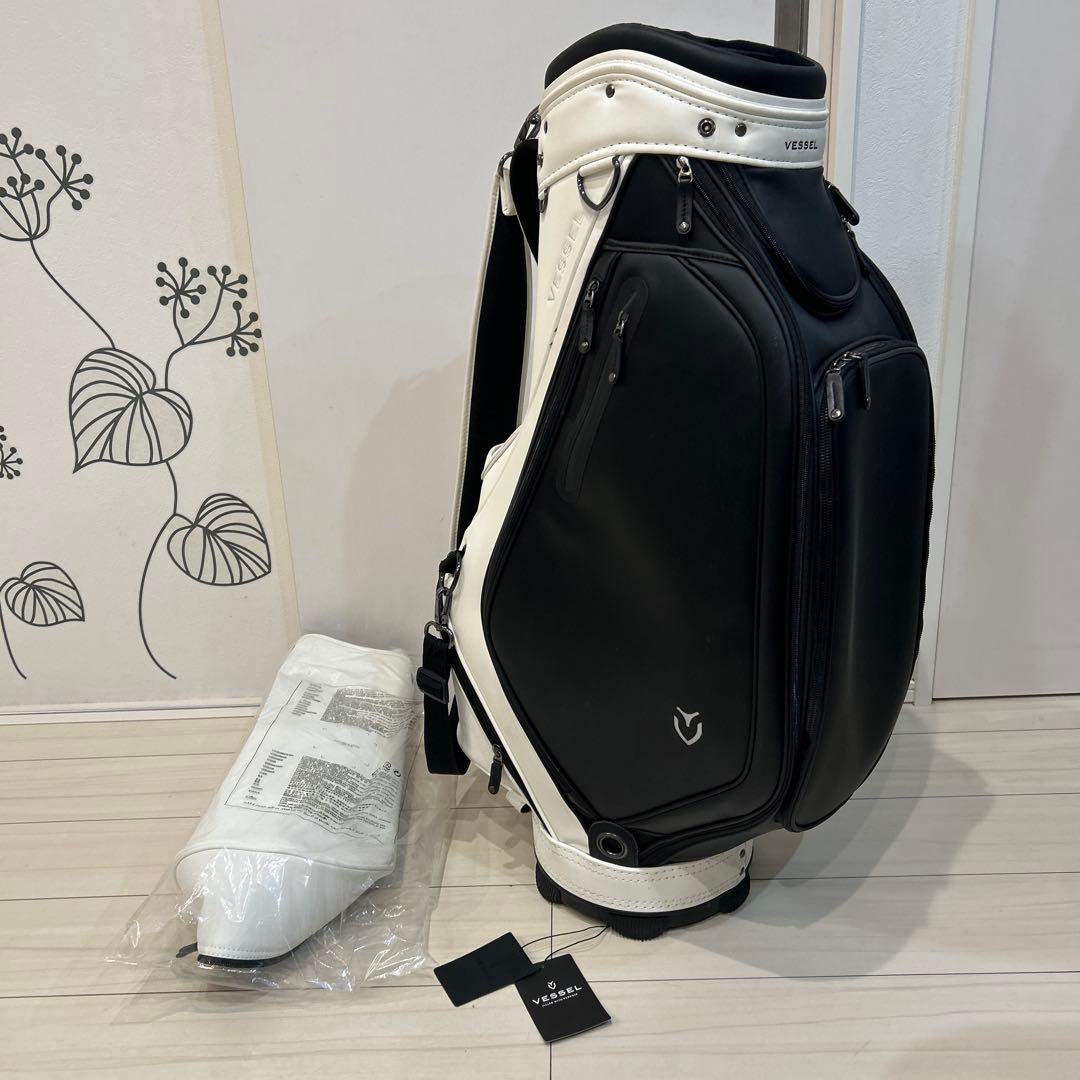 Vessel キャディバッグ 白黒 多機能ポケット付き
