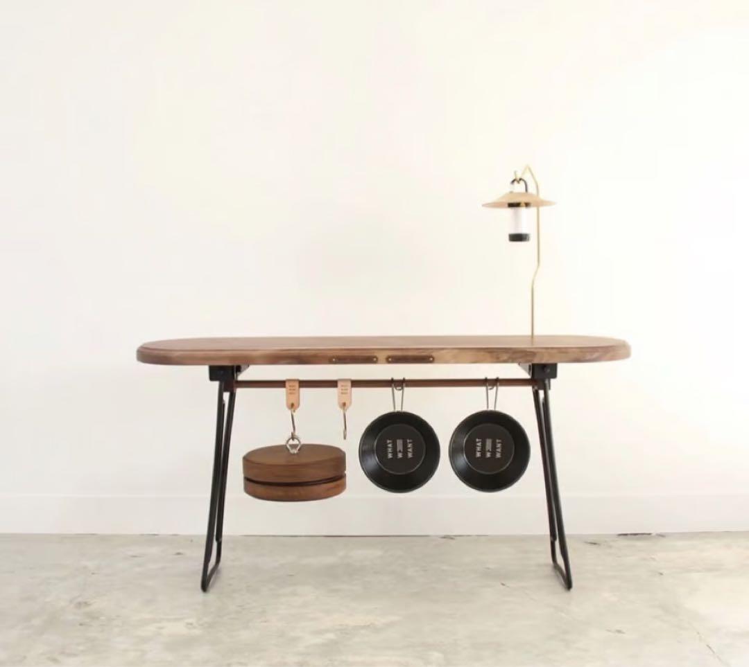 値下げ不可:SOLIDWOODSHELF テーブル（ウッドバー付き）