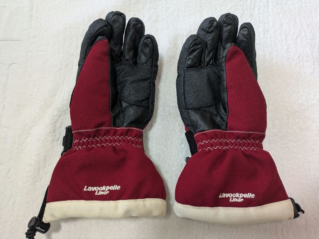 エレッセellesseスキーウェア＋手袋 オフホワイト×赤色 S～SSサイズ