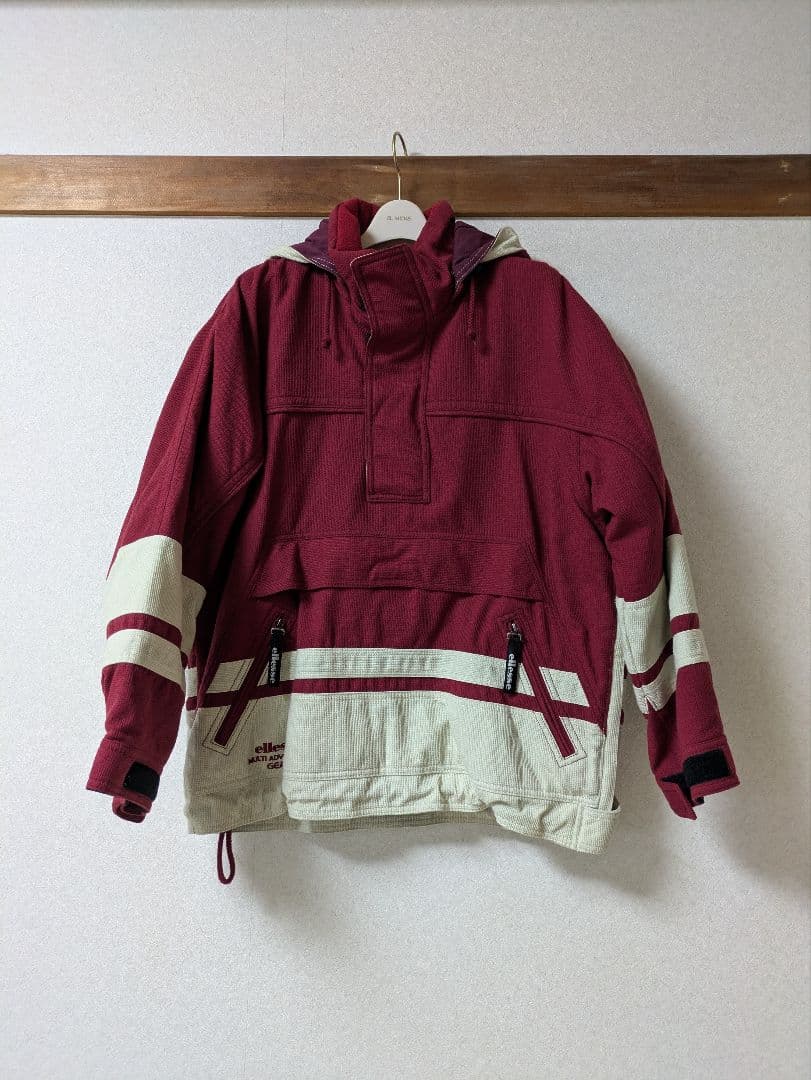 エレッセellesseスキーウェア＋手袋 オフホワイト×赤色 S～SSサイズ