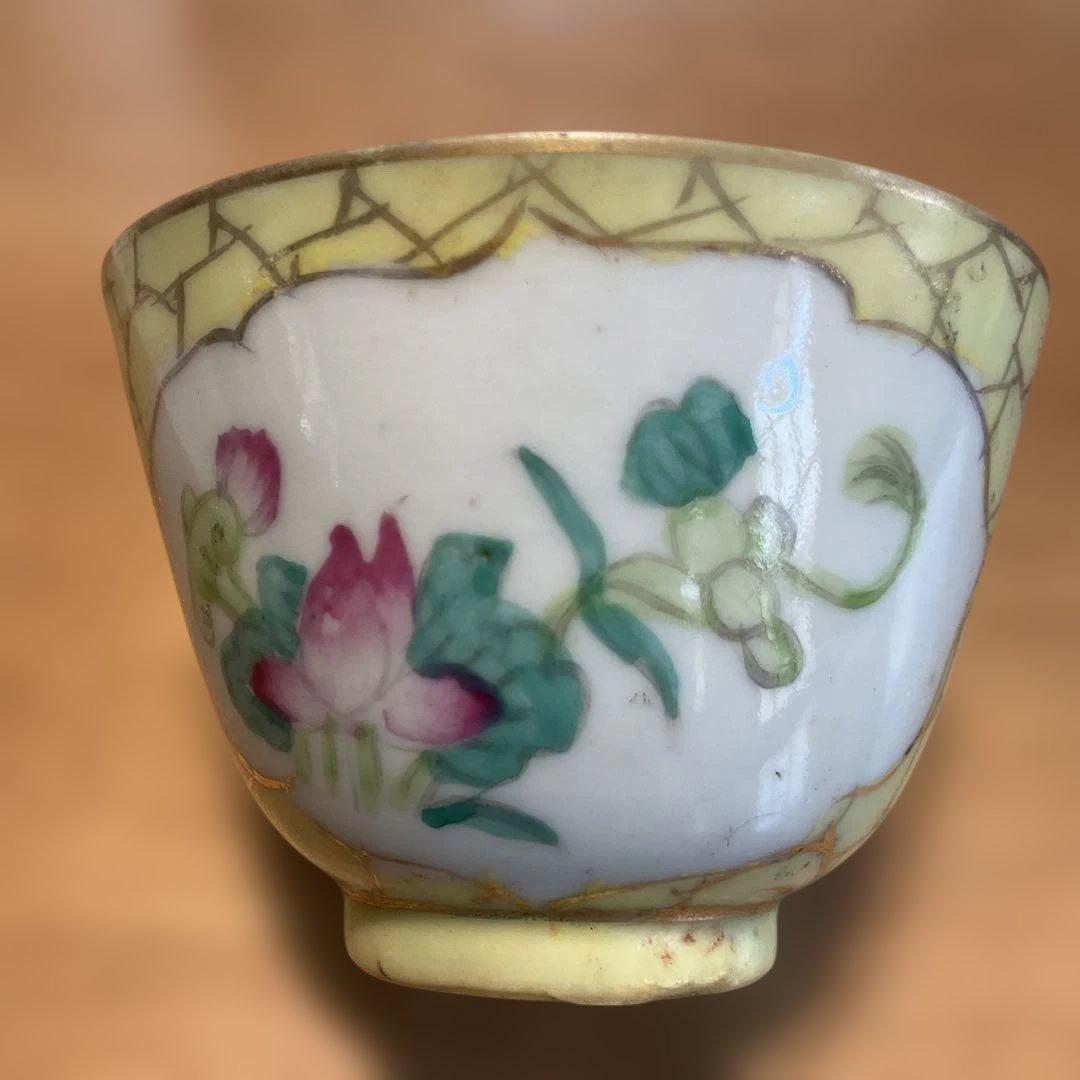 花柄模様茶碗、中国民国時代